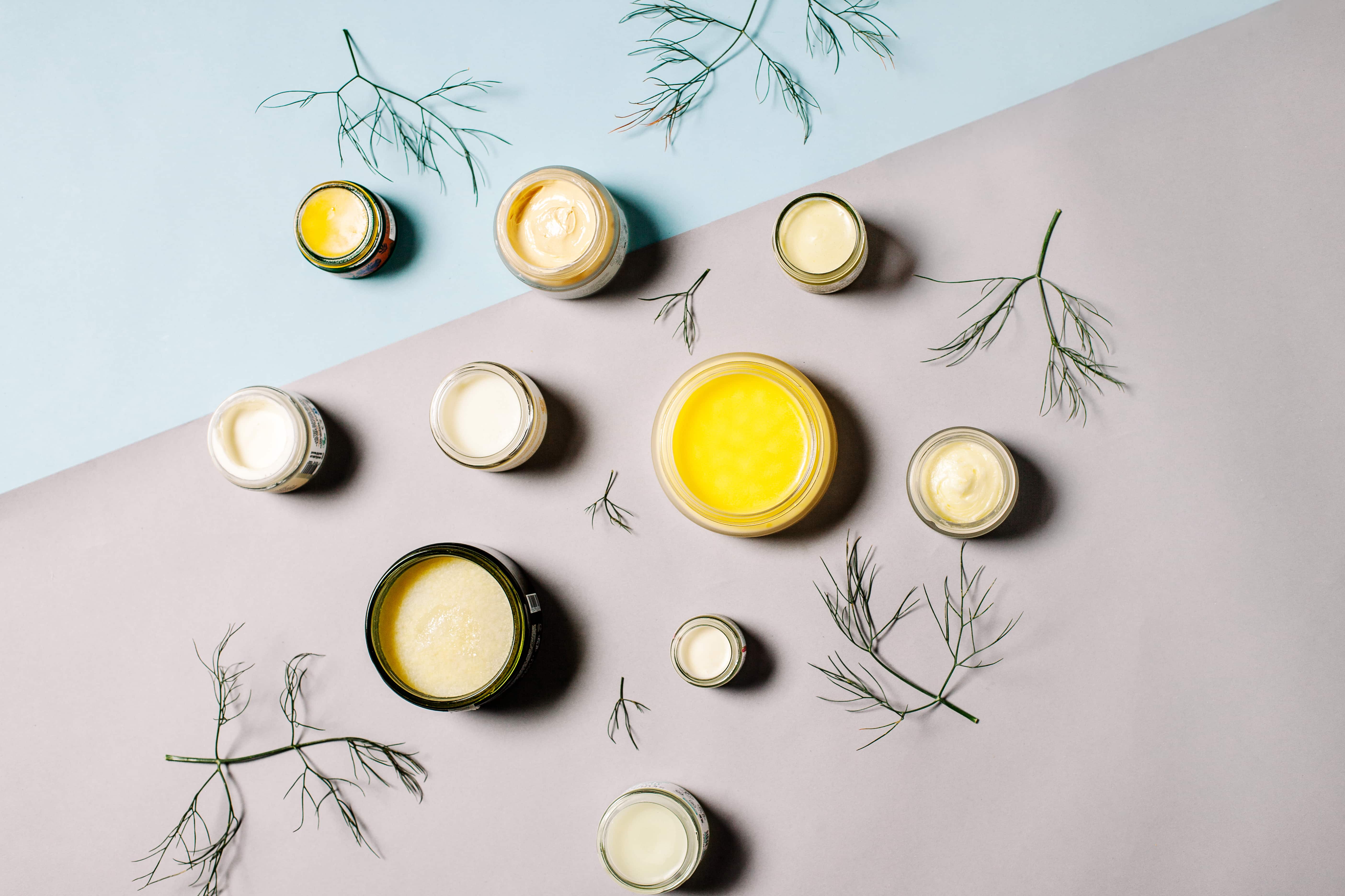 selection of plastic free organic skincare products
