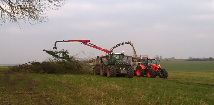 woodchipping with tractor