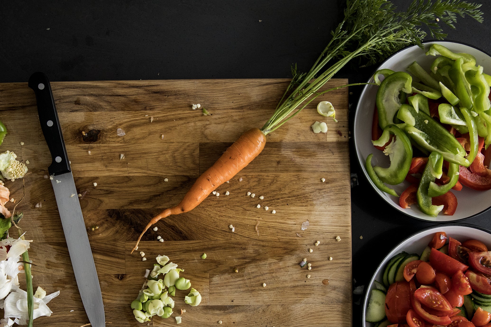 chopping carrots