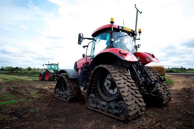 A tractor on tracks causes less damage
